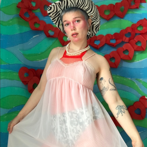 Vintage Other - vintage sheer pink maxi slip dress nightie